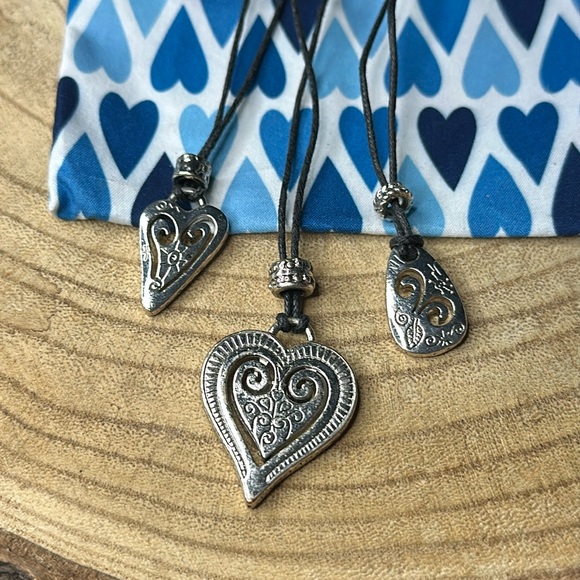 Brighton Triple Layered Black Rope Silver Pendant Necklace - Picture 2 of 8